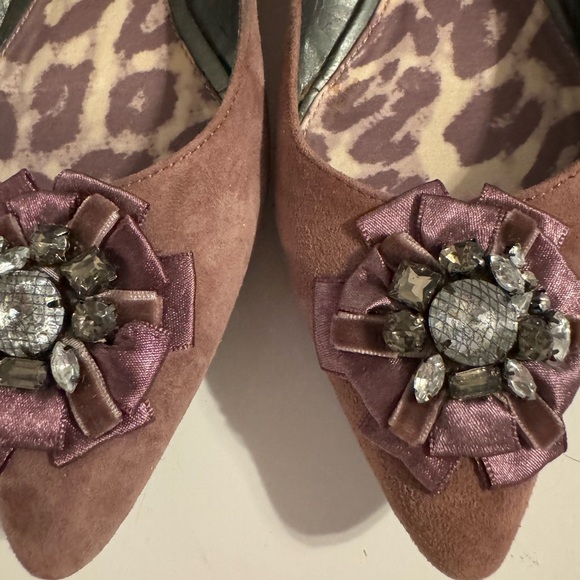 Loft Pointed Toe Jeweled Purple Flats 8.5 - Picture 2 of 12